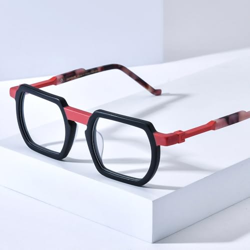 Image of HEPIDEM Matte Multicolor Acetate Glasses Frame Men Vintage Square Eyeglasses Optical Spectacles 9289
