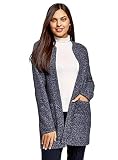 oodji Ultra Damen Cardigan aus Strukturiertem Stoff mit Seitentaschen, Blau, S