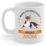 Lovesout World's Greatest Tricolor Basenji Dog Mom Gifts For Women Funny Coffee Mug White Ceramic Cup 11oz