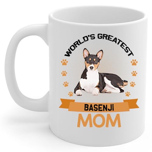 Lovesout World's Greatest Tricolor Basenji Dog Mom Gifts For Women Funny Coffee Mug White Ceramic Cup 11oz