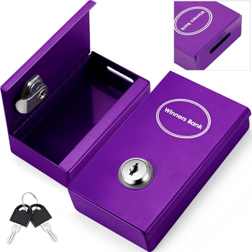 Reallnaive Metal Box for Gambler Pocket Sized Lock Box, Purple, Classic