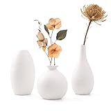 QUTHZZHY Keramikvase Set, 3 Weiße Keramik Vase, Vasen zum Bemalen, Porzellan zum Blumenvasen für Moderne Wohnkultur, für DIY, Wohnzimmer, Regaldekor, Esstisch Bücherregal Kaminsims
