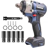 1/2' Cordless Impact Wrench,369Ft-lbs (500N.m) Impact Gun Compatible with DeWalt 20V Max Battery,2-Speed Brushless Impact Driver for Car Wheels,Trucks,and Rusted Bolts (No Battery Included)