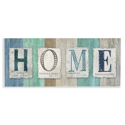 Rustic Home Typography Blue, 7 x 17 Inch Mounted Print on Wall Plaque