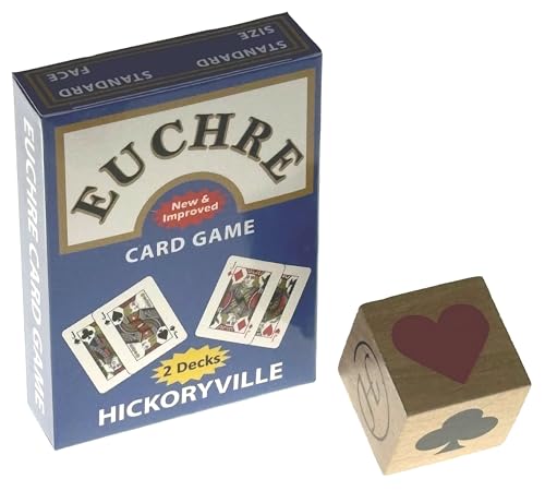 Set de Cartas para Euchre Hickoryville 2 Barajas con Dado