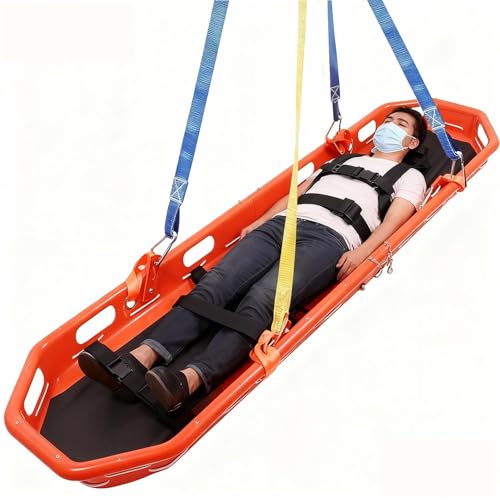 Rescue Basket Stretcher 595LBS Capacity,Emergency Air PE Basket Stretcher, Litter with Lifting Sling for Helicopter Mountain Water Rescue, Hanging Stretcher with Accessories, Portable Split Design