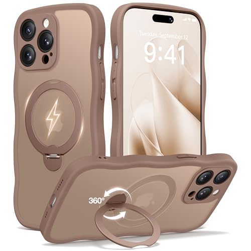 CAPRARO for iPhone 14 Pro Max Case with Magnetic Stand, Brown