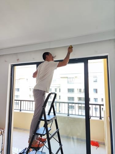 Aluminum Curtain Track Valance Panel, White Ceiling Mount Cornice Boards for Blackout Curtains, 14.5cm Height, 2.4m (7.9ft) Length, Decorative Valance Frame