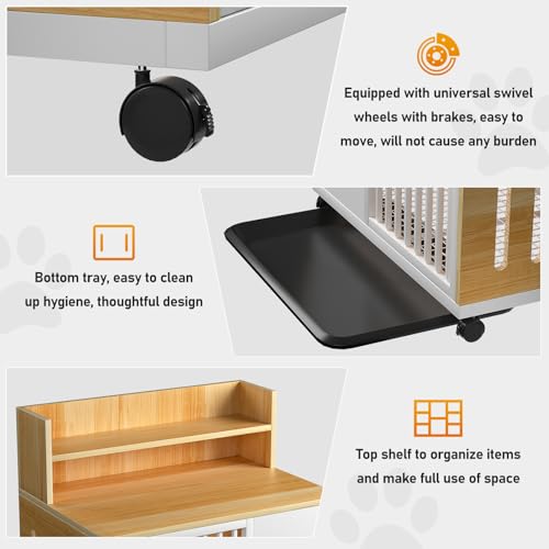 Ageroul Móveis para cães, gaiola de madeira de 63 cm para cães pequenos, caixa de móveis para cães,