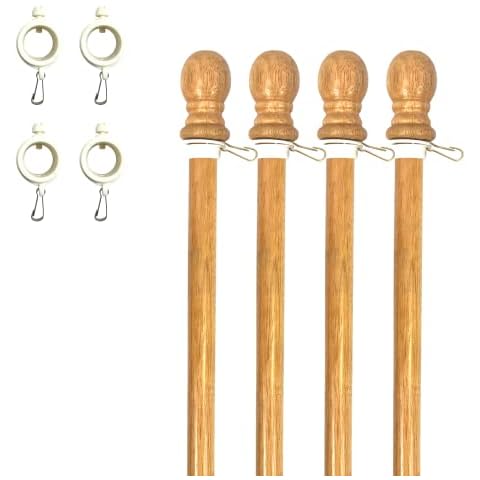 ILOT 56" Wooden Flag Pole for House Pack of 4 Improved Design Tangle Free Adjustable Rotating Rings Heavy Duty Flag Poles for Outside Fit Most Flag Sizes Cover