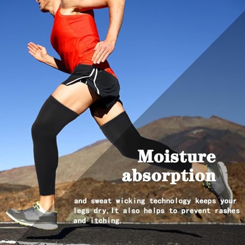 Image of Compression Leg Sleeves for Sports | Cycling, Running, Basketball | Full Length | 4 Pieces | Enhanced Performance & Recovery | Breathable & Comfortable Fit | White