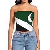 CNTDBU Flag of Islamabad - Top corto sin tirantes para mujer, sin costuras, con silicona antideslizante, bralette elástico suave para trajes de verano, Negro, M