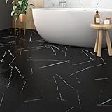ReWallpaper 30 Baldosas Vinilo Suelo Autoadhesivo Mate 30cmx30cm Suelo Adhesivo para Baño Marmol Negro Piso Vinilico Adhesivo para Salon Habitación Revestimiento PVC Decorativas Suelos