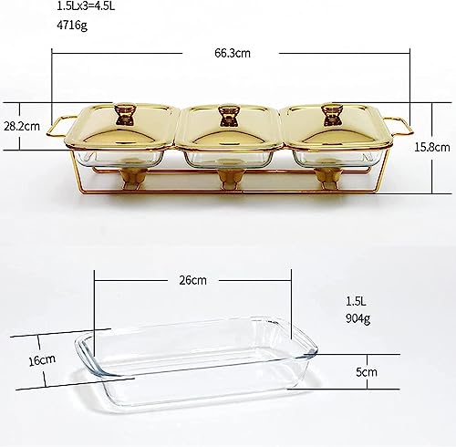 Chafing Dish Buffet-Set, rechteckige Edelstahl-Chafers und Buffetwärmer-Sets mit Tabletts, Pfannendeckel-Rahmenständer für Küchenparty-Bankett, 3 x 1,3 l – Bild 7