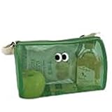 目玉刺繍 メッシュドラムバッグ レディース/メンズ 軽量 ミニ ショルダー/手持ち両用 アウトドア レジャー 旅行 夏 海 プールバッグ スパバッグ 温泉 お風呂 ビーチ トラベル かわいい 子供 公園 砂場 肩掛け