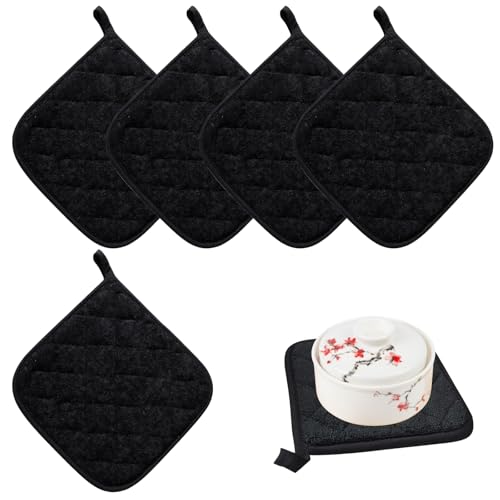 Scettar 5 Pezzi Presine Da Cucina,Gancio Resistente Al Calore Presine Cucina 20 * 20CM,Lavabile In Lavatrice,Adatto Per Fornelli E Forno,Nero.