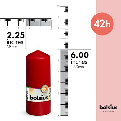 Bolsius 10 Red Pillar Candles - 2.25 X 6 Inches - Premium European Quality - Individually Wrapped - 42 Hours Burn Time - Dripless Smokeless Unscented Dinner, Wedding, Party, & Restaurant Candles #TOP1