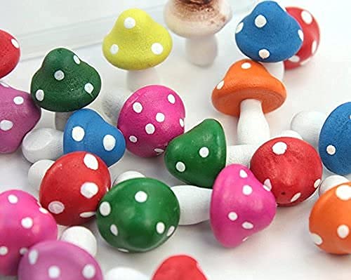 Meyer Imports Mini Wooden Mushroom Decoration (Pack Of 6) - Miniature Mushrooms For Fairy Garden Art/Crafts/Dollhouse/Figurines Decor - Red #TOP4