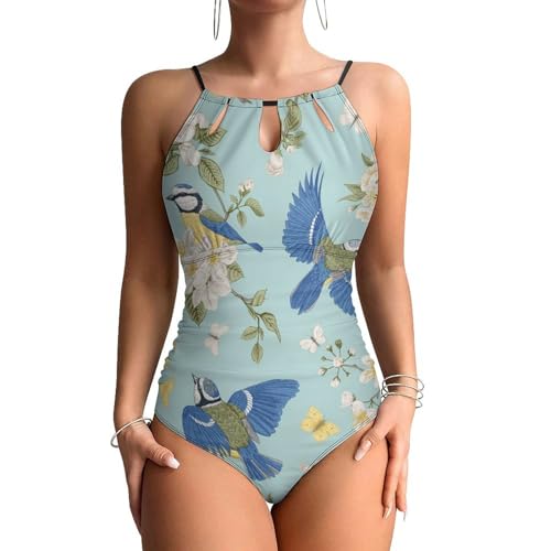 Fleur et oiseau maillots de bain une pièce femme gainant et confortable