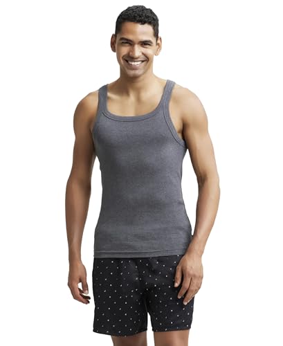 Image of Jockey US26 Men Super Combed Cotton Rib Square Neck Gym Vest