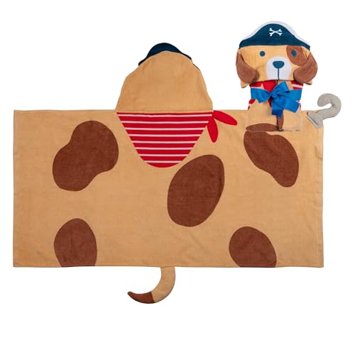 Image of Stephen Joseph, Kids Hooded Beach Towel for Girls & Boys (3-8 Years), Toddler Poncho Bath Towel with Hood, Soft Absorbent Cotton, Large 46 inchx 23.5 inch, Dog Pirate