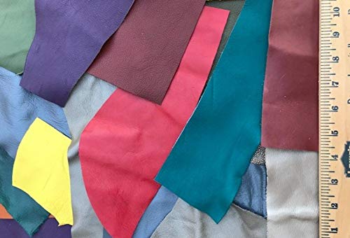 Scrap Upholstery Leather Craft Bright Rainbow Colors Mix 2 Lbs