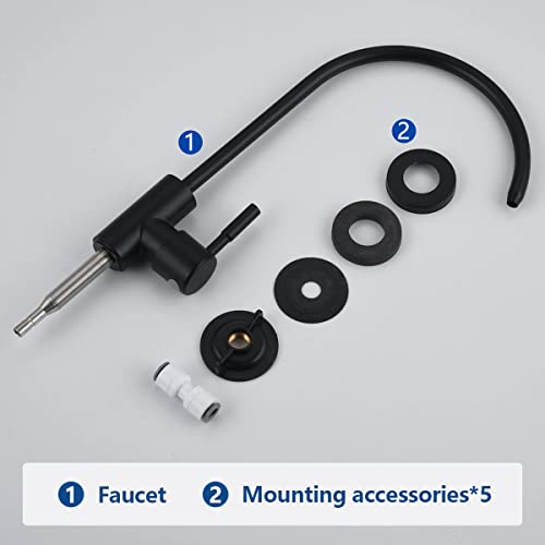 Image of Aquieen SS 304 Kitchen RO Water Tap with Installation Nut Kit Cold Water Provision(Black)