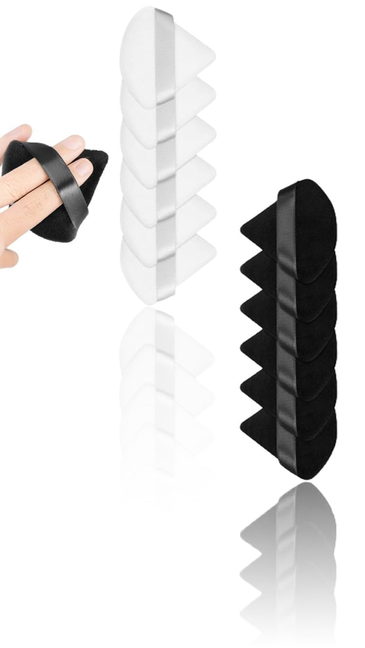 12-Pack of Soft Triangle Powder Puffs for Flawless Makeup Application - Ideal for Loose Powder, Mineral Powder, and Body Powder - Essential Makeup Tool Set