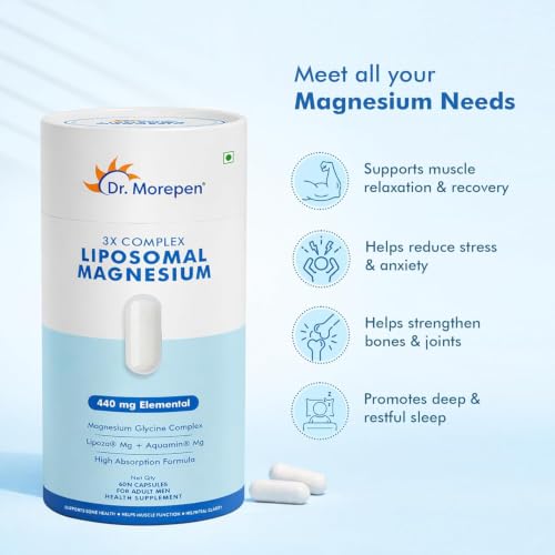 Image of Dr. Morepen Liposomal Magnesium Complex 440mg with Vitamin D2, K2-7, B6 & B12 + Multivitamin for Men with Zinc, Vitamin C, D3, Biotin & Minerals | Sleep, Muscle Recovery, Energy & Daily Wellness Combo
