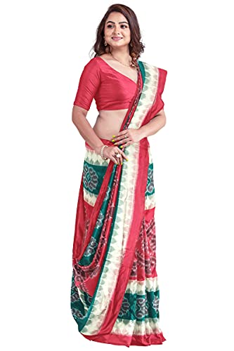 Image of Odisha Sambalpuri Handloom Ikat Women's Cotton Saree, Odisha Handloom Handmade Pure Cotton Khandua Saree, Ikkat Orissa Traditional Handloom Saree Without Blouse