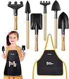 Geyiie Gardening Set Toy, Kids Wood Gardening Ourdoor Toy-Rake, Fork, Shovel, Trowel, How to...
