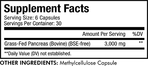 Codeage Grass Fed Beef Pancreas Supplement Glandulars - Freeze Dried, Non-Defatted Desiccated Beef Pancreas Pills – Pancreatic Enzymes Diet Meat - Pasture Raised Argentina Beef Vitamins - 180 Capsules #TOP1