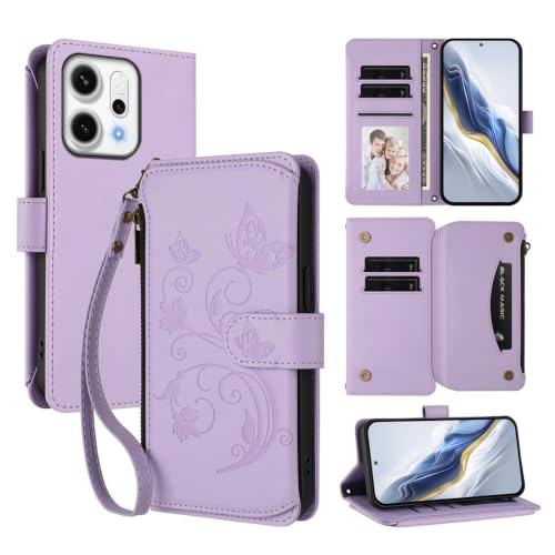 Étui Oppo Find X9 Pro violet clair avec fermeture éclair et support rabat