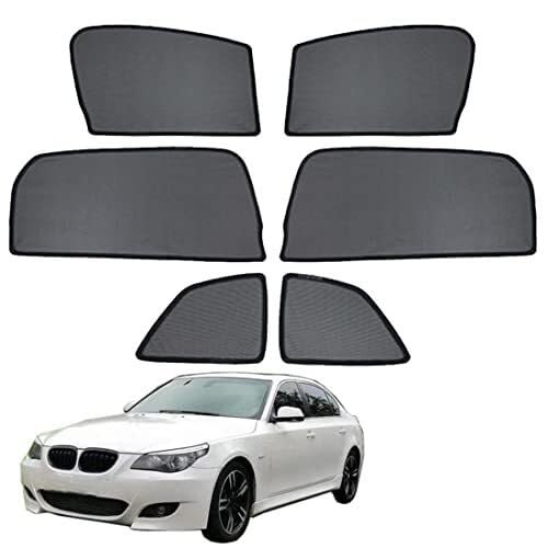Tendine Tendina parasole magnetica con protezione UV per BMW Serie 5 E60 2003-2009, 6 pezzi, anteriore + posteriore + finestrini triangolari per auto.