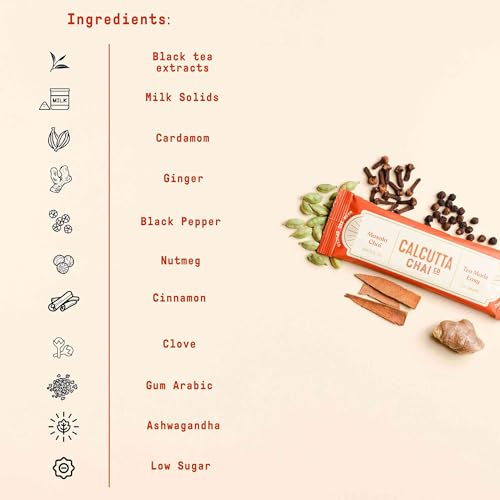 Image of Calcutta Chai Co - Masala Chai | Instant Tea Premix | 15 Sachets | 210g | Made with Assam Tea | Added Natural Spices | Low Sugar