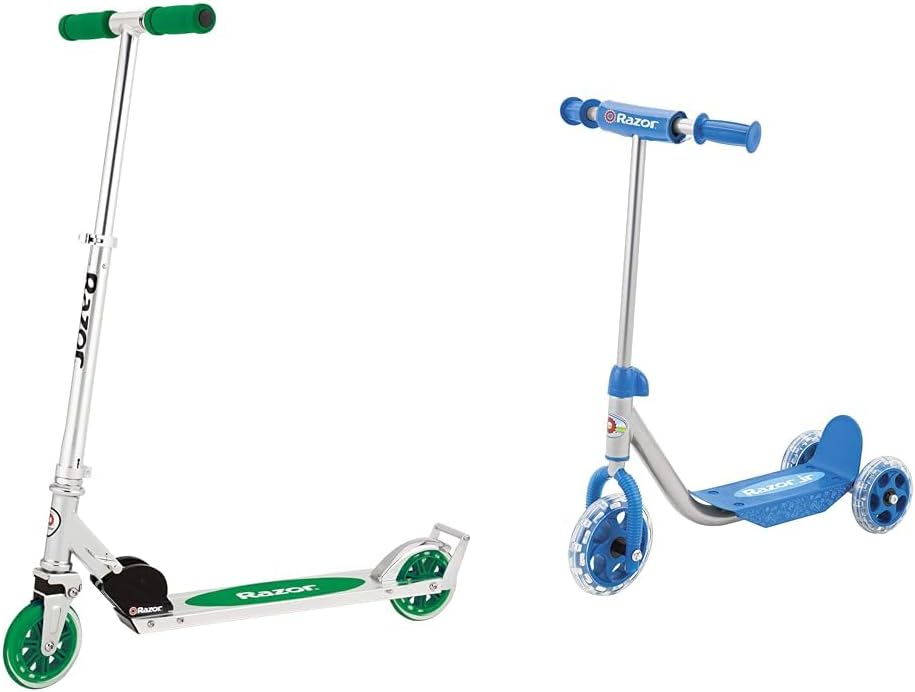 Razor A3 Kick Scooter for Kids - Larger Wheels, Front Suspension, Wheelie Bar, Lightweight, Foldable, and Adjustable Handlebars