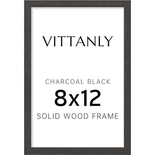 Vittanly 8x12 Picture Frame, Solid Wood Frame with Plexiglass, 1 Pack