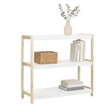BRINDEK Estantería Estrecha de Madera de Abeto y melamina Blanca | Mueble Auxiliar de almacenaje con 3 Niveles | Estantería 83, Cocina o Pasillo | Diseño Robusto y Elegante