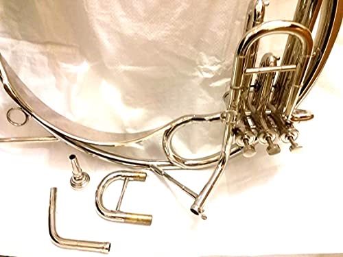 Left Hand Side 22" Sousaphone Brass Made Tuba Silver Finish With Mouth Piece/Carry Bag #TOP5
