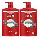Old Spice Deep Sea Gel De Ducha Y Champú Para Hombres 2x1000ml, Gel Para Cara, Cuerpo Y Pelo 3 En 1 Multiusos, Frescura Duradera, Fragancia Excepcional, Limpieza Profunda