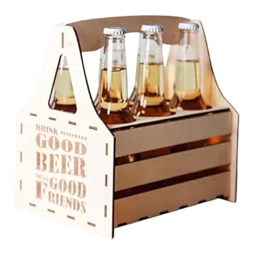 Generico Portabirra | Portabirra Per 6 Bottiglie - Contenitore Riutilizzabile In Legno Per Bevande Ideale Per Viaggi Campeggio Pesca Auto Cucina All'aperto E Escursioni