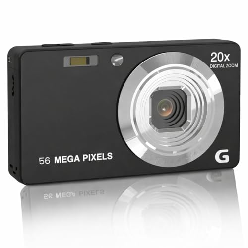 Image of 4K Ultra HD Digital Camera, 56MP Point & Shoot with 20X Zoom, Anti-Shake, Autofocus, Dual Battery - Compact Photography Camera for Adults & Beginners (Black)