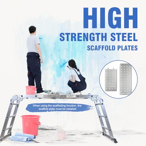Gaolly Folding Step Ladder, Multi-Purpose Folding Adjustable Telescoping Aluminium Extension Ladders for Home and Industrial
