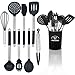 Set de 8 Utensilios de Cocina de Silicona Resistente al Calor - Acero Inoxidable - Con Soporte - Con Agujeros para Colgar