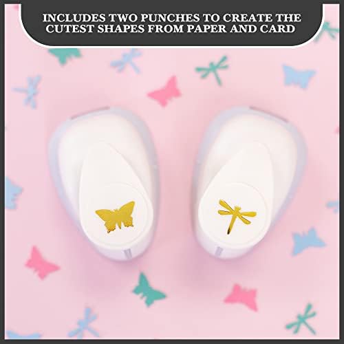 Mini Punch Set (Pack of 2) - Cuts Out Butterflies & Dragoflies - 1.5cm x 1.5cm - Punches Shapes From Card & Paper Up To 220GSM - Perfect for Cardmaking & Scrapbooking or Creating Your Own Confetti