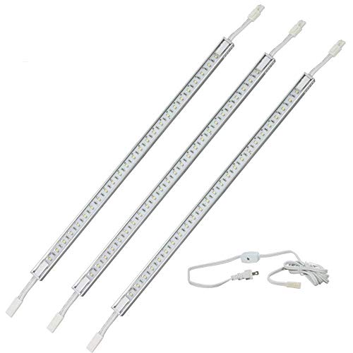 Image of 3 x 16 LED Strip Kit - Silver Cover with Cool White Light (6,000k) - Under Cabinet Furniture 120v /110v - Dimmable - Line Voltage - Professional Grade Electrician