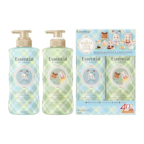 【Essential】エッセンシャル プレミアム スパークルモイスト シャンプー コンディショナーセット シルバニアデザイン品 ホワイトティーの香り 860mlのサムネイル