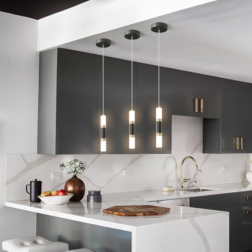 Luz colgante negro oro LED pequeña para techo de dormitorio y salón moderno pack 4