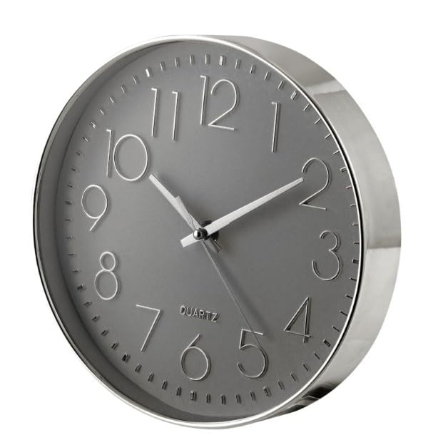 H&H Orologio da parete cromato silver - grigio 40 cm