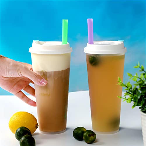 50 Pcs Jumbo Smoothie Straws, Colorful Disposable Plastic Milkshake Straw (0.43" Diameter And 8.2" Long) #TOP4